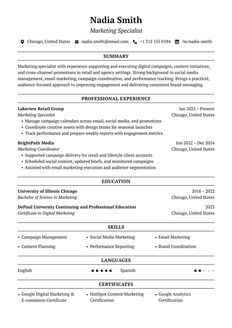 Marketing Specialist